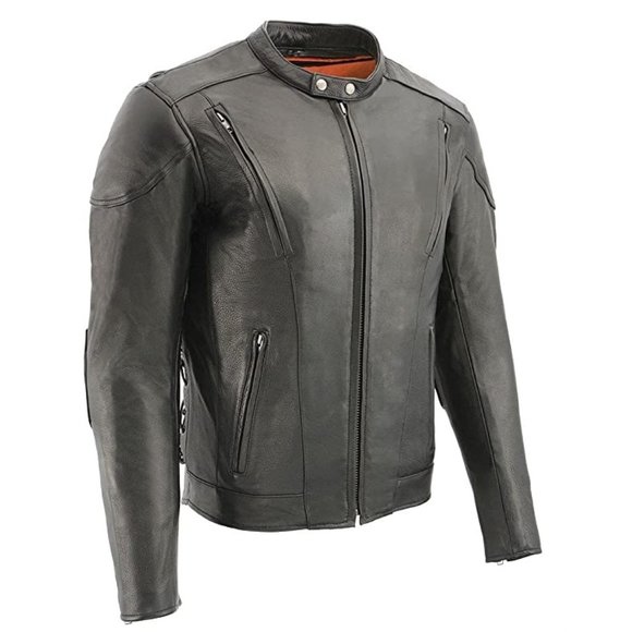 NWT Milwaukee Leather Men's Scooter Black Vented Leather Jacket Size 3XL 8C031